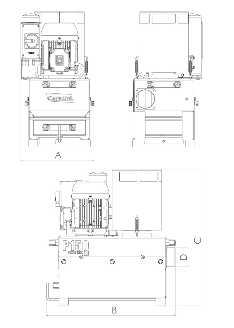 Aspirateur Industriel P150-C2S20-15L Spécifications